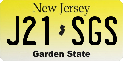 NJ license plate J21SGS