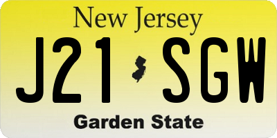 NJ license plate J21SGW