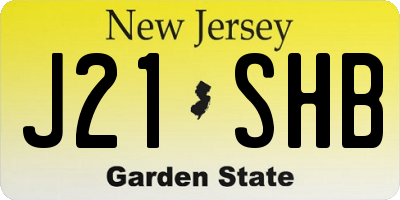 NJ license plate J21SHB