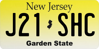 NJ license plate J21SHC
