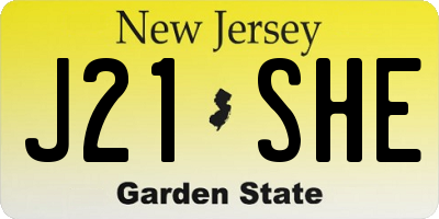 NJ license plate J21SHE