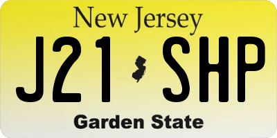NJ license plate J21SHP