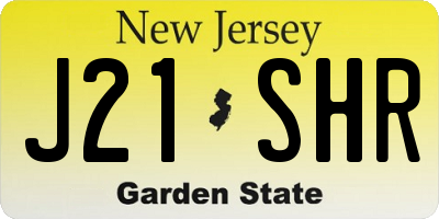 NJ license plate J21SHR