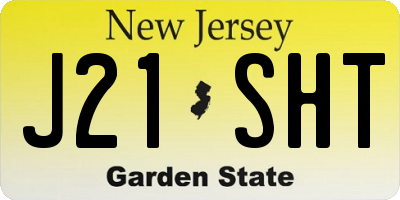 NJ license plate J21SHT