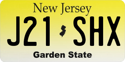NJ license plate J21SHX