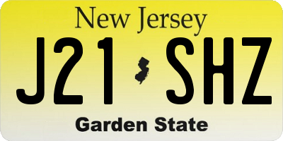 NJ license plate J21SHZ