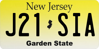 NJ license plate J21SIA
