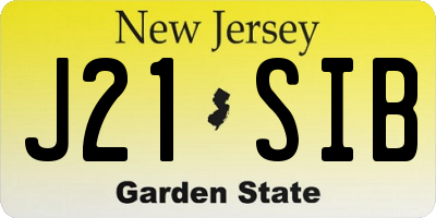 NJ license plate J21SIB