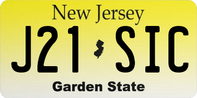 NJ license plate J21SIC