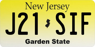 NJ license plate J21SIF