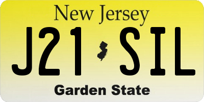NJ license plate J21SIL