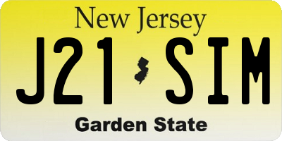 NJ license plate J21SIM