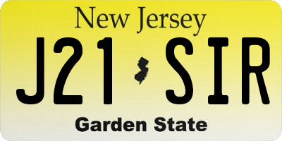 NJ license plate J21SIR