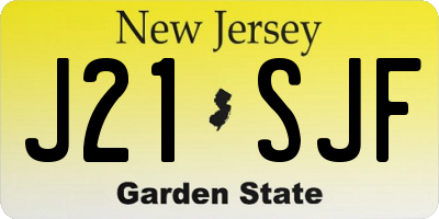 NJ license plate J21SJF