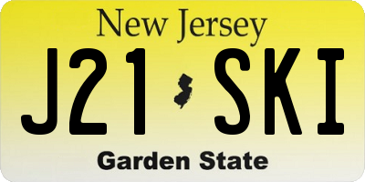 NJ license plate J21SKI