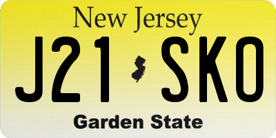 NJ license plate J21SKO