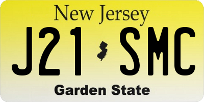 NJ license plate J21SMC
