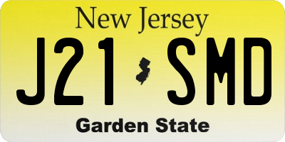 NJ license plate J21SMD