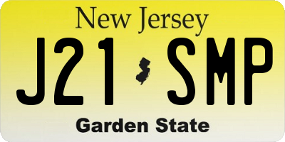 NJ license plate J21SMP