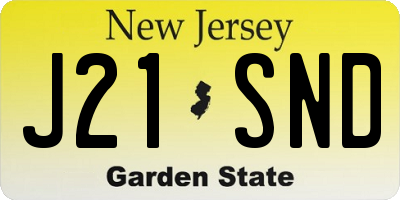 NJ license plate J21SND