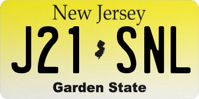 NJ license plate J21SNL