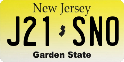 NJ license plate J21SNO