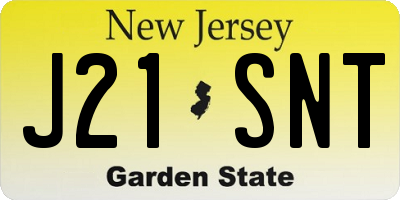 NJ license plate J21SNT