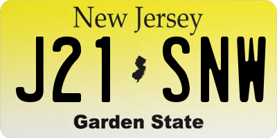 NJ license plate J21SNW