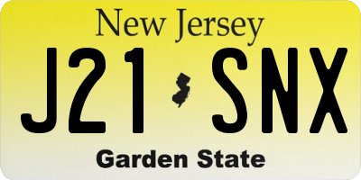 NJ license plate J21SNX