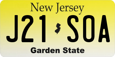 NJ license plate J21SOA