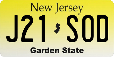 NJ license plate J21SOD