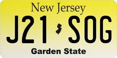 NJ license plate J21SOG