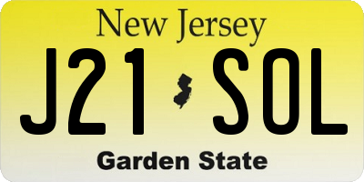 NJ license plate J21SOL