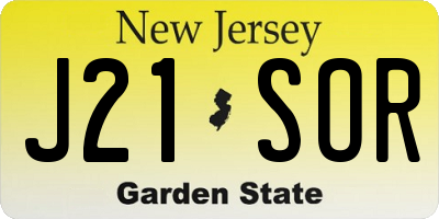 NJ license plate J21SOR