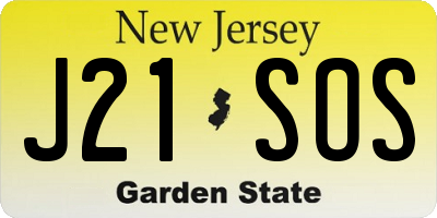 NJ license plate J21SOS