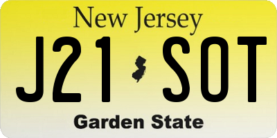 NJ license plate J21SOT