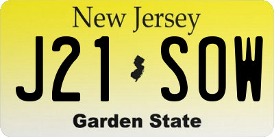 NJ license plate J21SOW