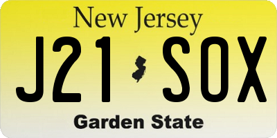 NJ license plate J21SOX