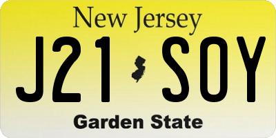 NJ license plate J21SOY