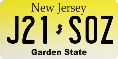 NJ license plate J21SOZ