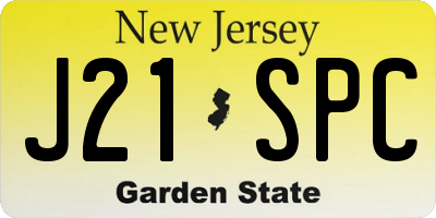NJ license plate J21SPC
