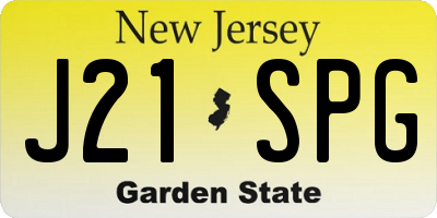 NJ license plate J21SPG