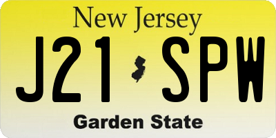 NJ license plate J21SPW