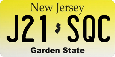 NJ license plate J21SQC