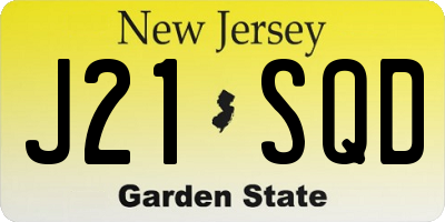 NJ license plate J21SQD