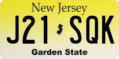 NJ license plate J21SQK