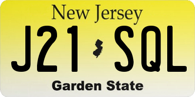 NJ license plate J21SQL