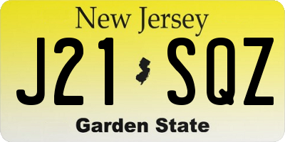 NJ license plate J21SQZ
