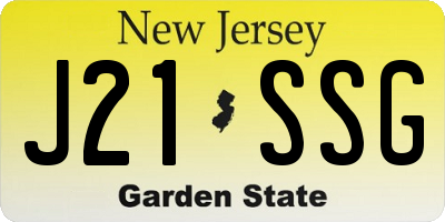 NJ license plate J21SSG