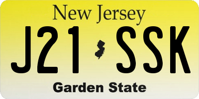 NJ license plate J21SSK